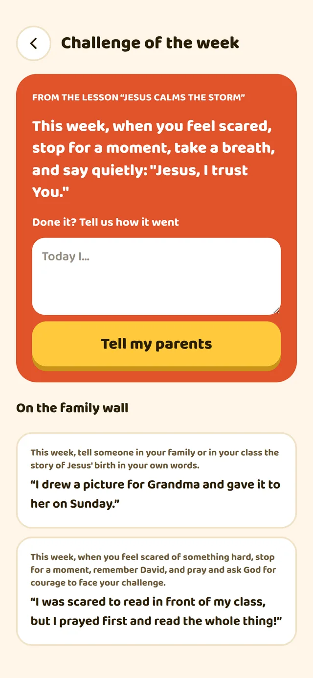 This week’s challenge, told by the child