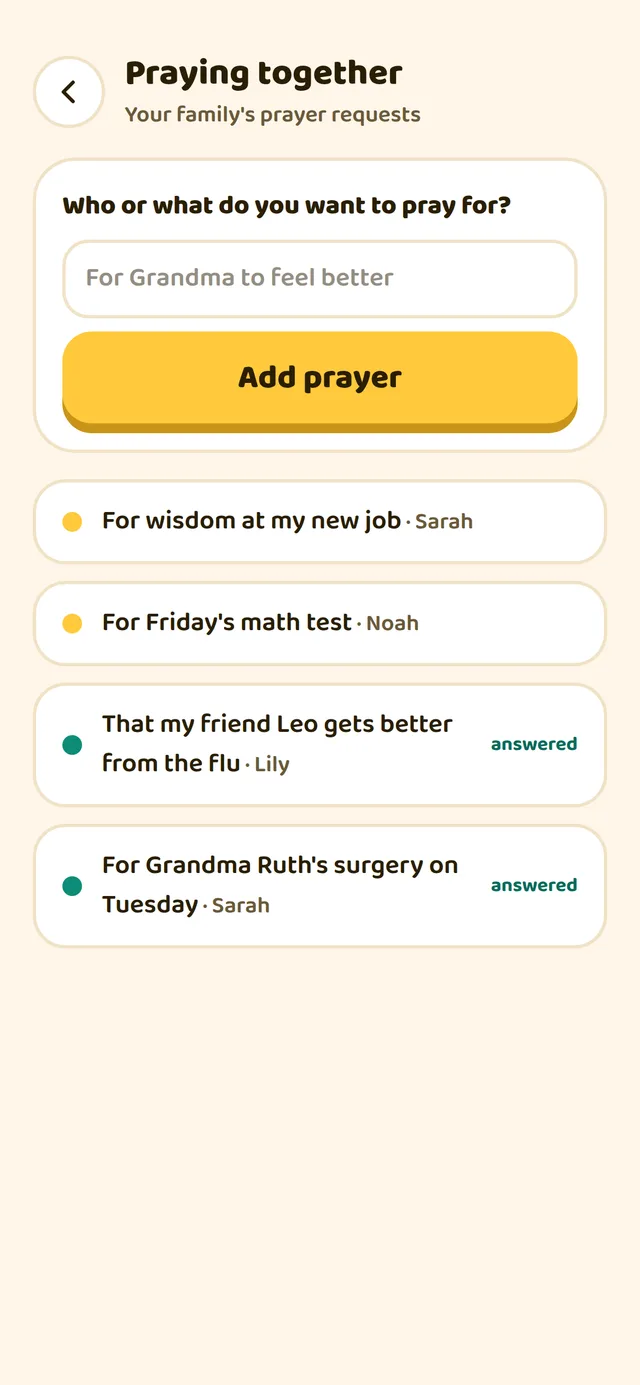 The family’s prayer requests