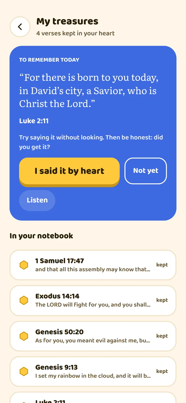The treasure notebook with memory verses