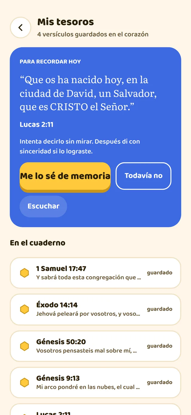 El cuaderno de tesoros con versículos guardados