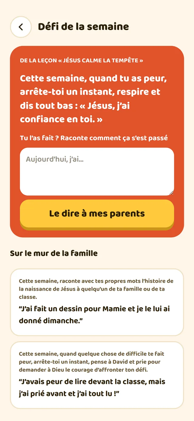 Le défi de la semaine raconté par l’enfant
